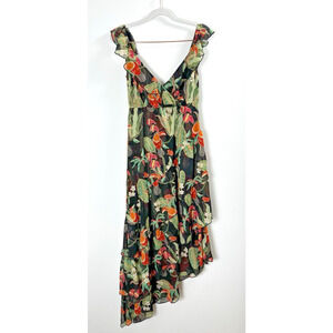 Show Me Your Mumu Dark Floral Whimsygoth Fairy Tropical Asymmetrical Maxi Dress